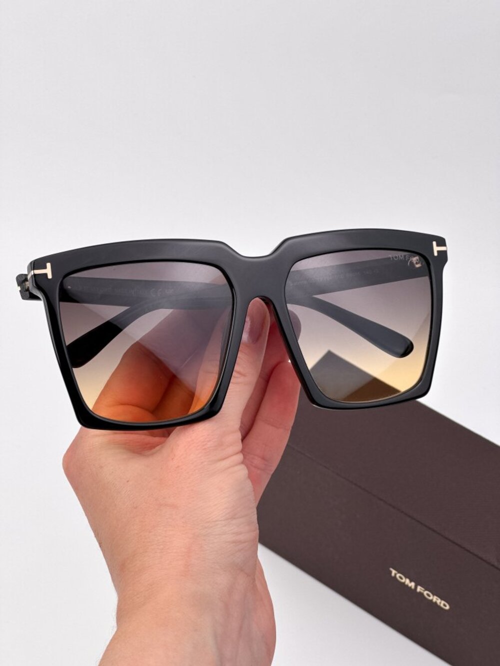 Tom Ford SABRINA-02 Women Sunglasses Black Gradient Oversized Square FT0764 01B